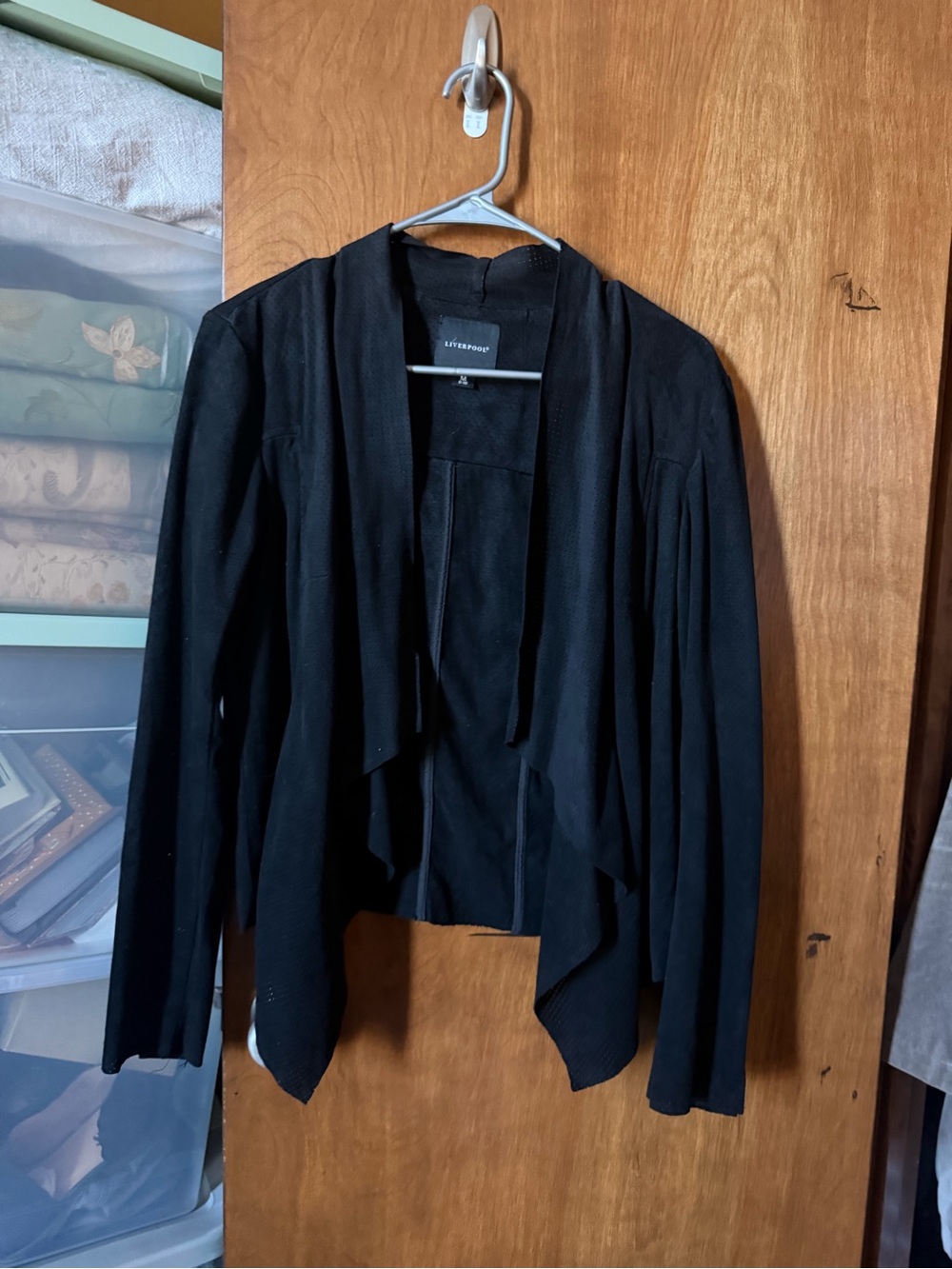 Liverpool Black Draped Open-Front Blazer